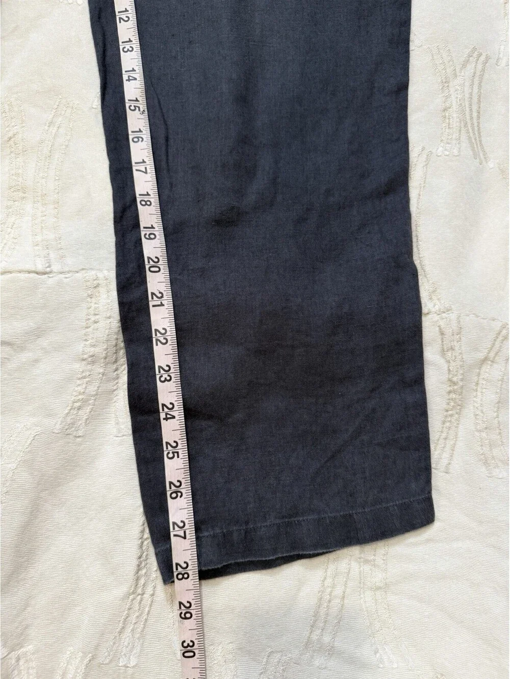 H&M Home Womens Linen Pants Size L Blue Drawstring Elastic Waist Lounge Casua